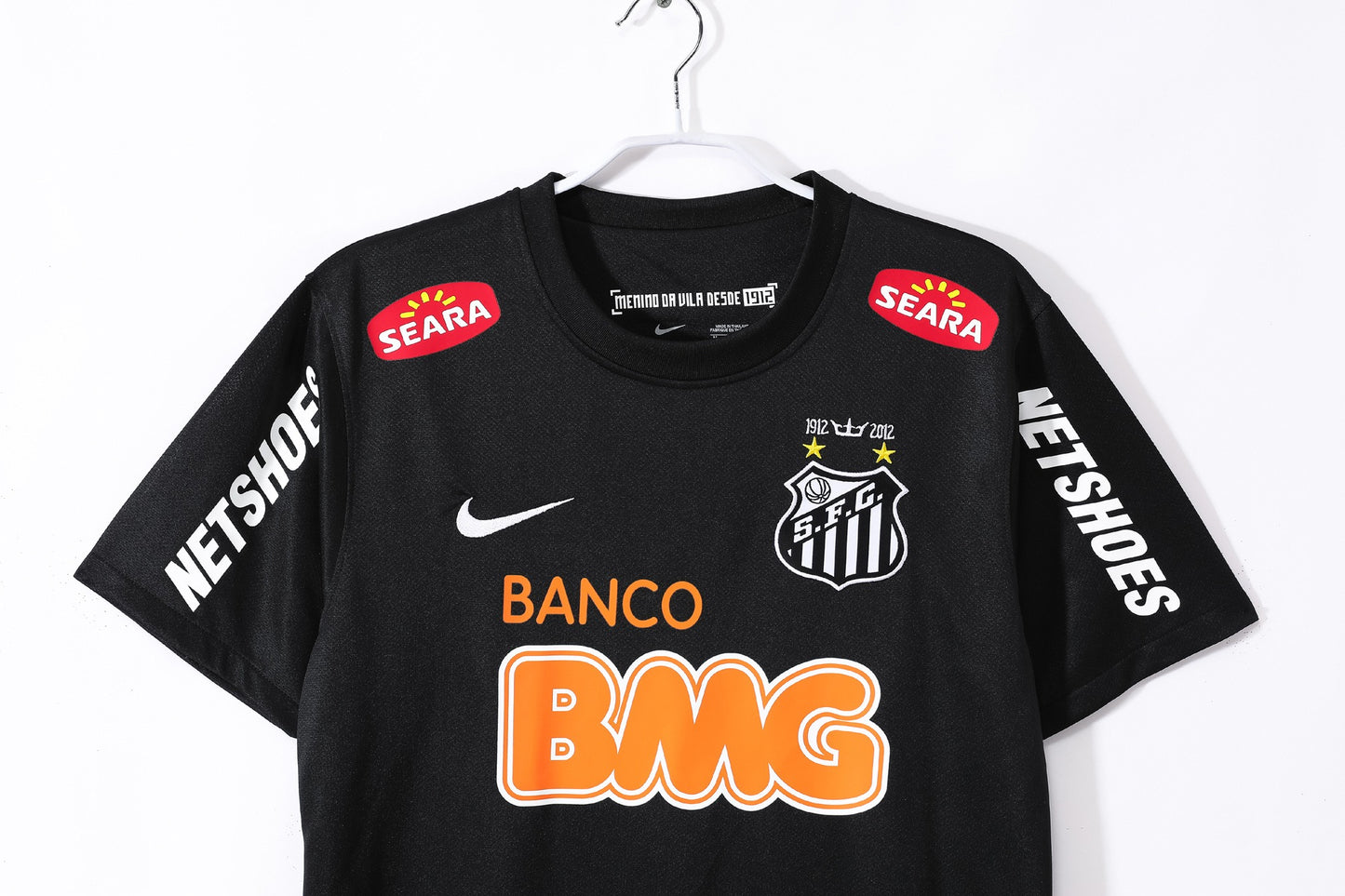 Camiseta de Fútbol Retro Santos 2012-2013 Visitante Negra con Charreteras