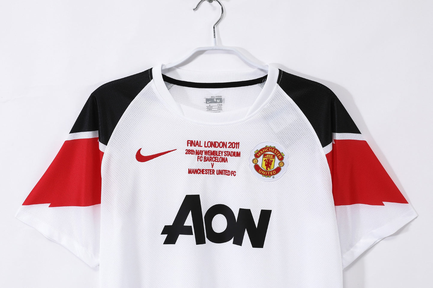Maillot de football rétro Manchester United 2010-2011 extérieur blanc Ligue des Champions