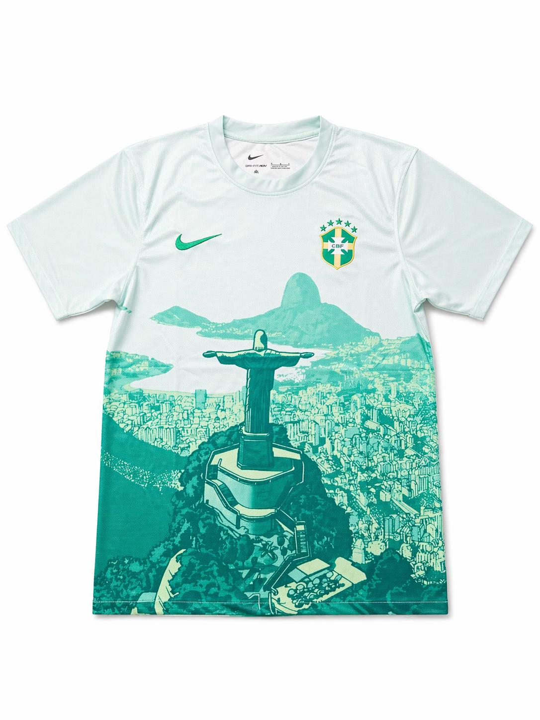 Brazil Christ Redeemer Green Concept Football Shirt