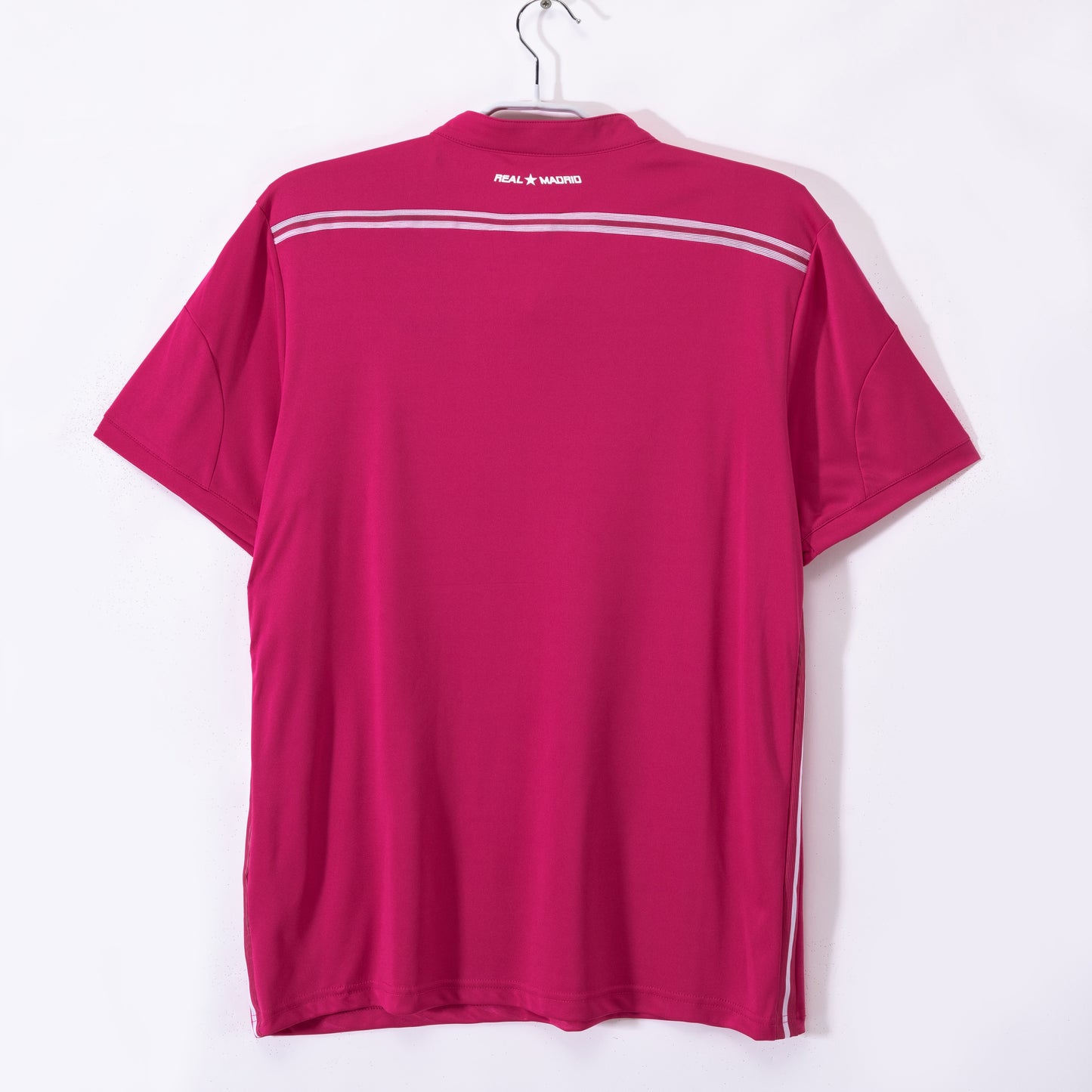 Camiseta de fútbol retro del Real Madrid 2014-2015, segunda equipación, magenta