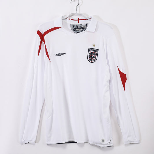 Camiseta de fútbol retro de manga larga Inglaterra 2006 (local)