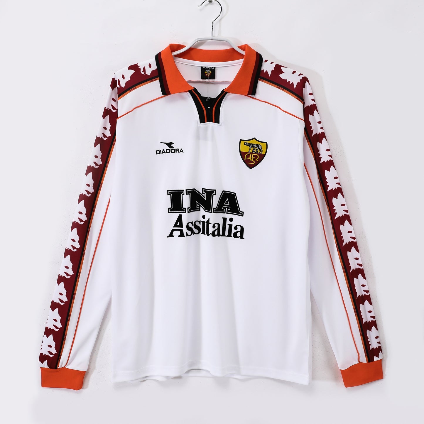 Camiseta Retro de Fútbol Manga Larga Visitante Roma 1998-1999