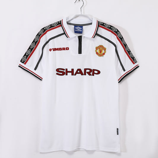 Maillot de football rétro blanc extérieur Manchester United 1998-1999