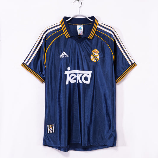 Camiseta de fútbol retro azul de la segunda equipación del Real Madrid 1998-2000