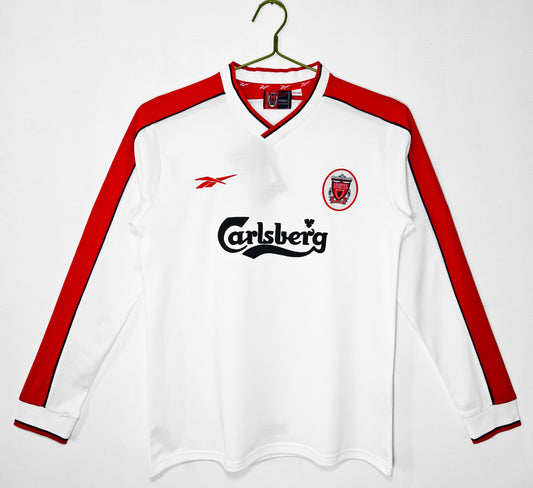 Maillot Extérieur Liverpool 1998 Blanc Manches Longues