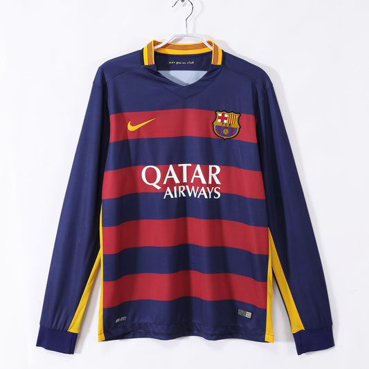 Barcelona 2015-2016 Home Long Sleeve Retro Football Shirt