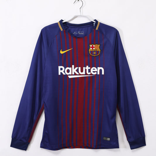 Barcelona 2017-2018 Home Long Sleeve Retro Football Shirt