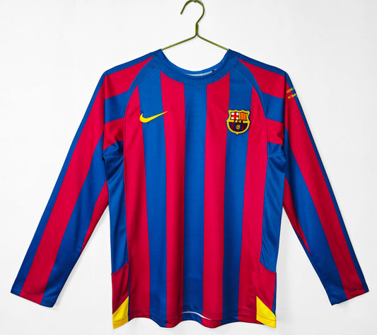 Camiseta de local de manga larga del Barcelona 2005-2006 de la Liga de Campeones