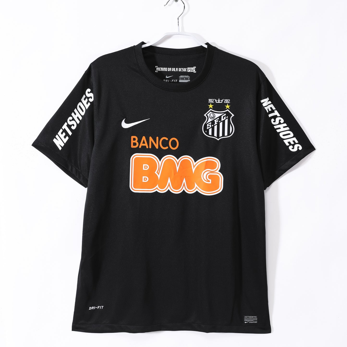 Camiseta de fútbol retro negra de visitante del Santos 2012-2013