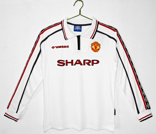 Maillot extérieur blanc à manches longues Manchester United 1998-1999