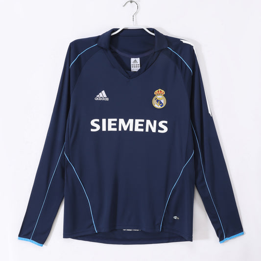 Camiseta de manga larga azul de visitante del Real Madrid 2005-2006