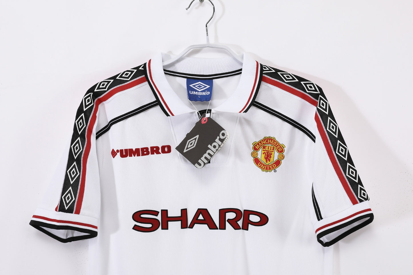 Maillot de football rétro blanc extérieur Manchester United 1998-1999