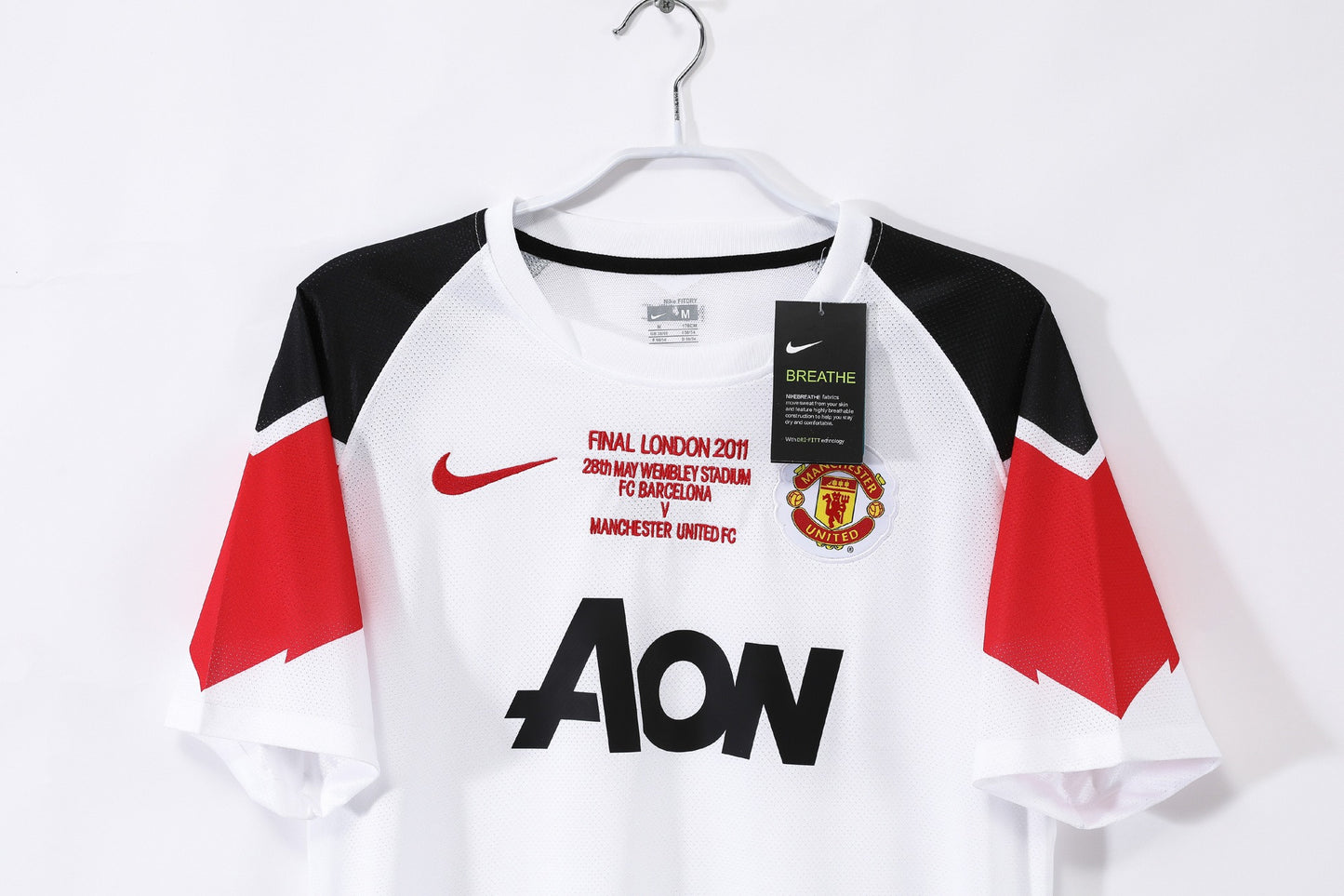 Maillot de football rétro Manchester United 2010-2011 extérieur blanc Ligue des Champions