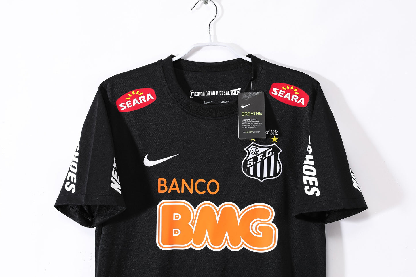 Camiseta de Fútbol Retro Santos 2012-2013 Visitante Negra con Charreteras