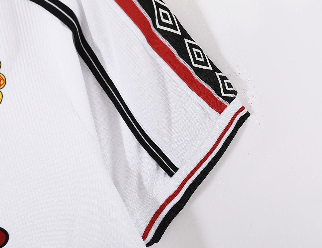 Maillot de football rétro blanc extérieur Manchester United 1998-1999