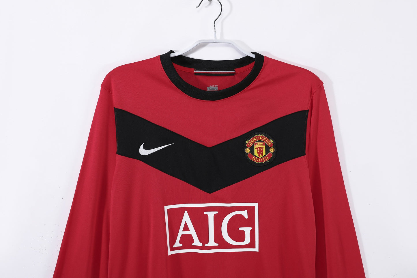 Maillot de football rétro domicile à manches longues Manchester United 2010