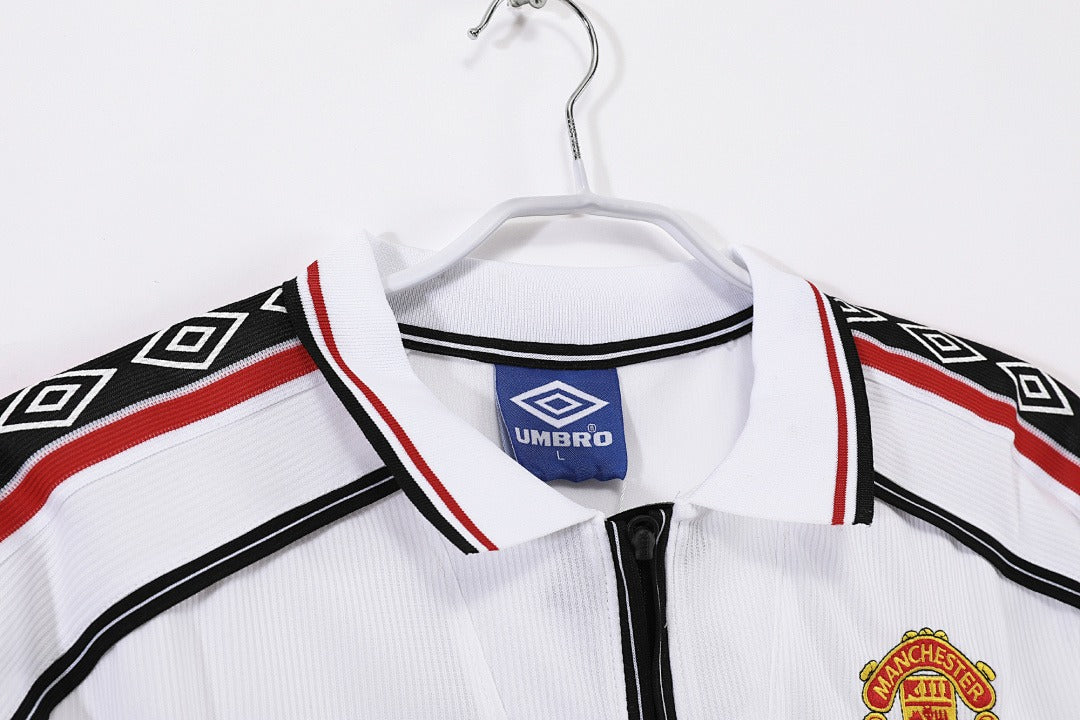 Maillot de football rétro blanc extérieur Manchester United 1998-1999