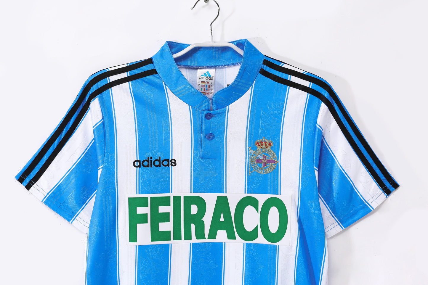 Deportivo La Coruña 1997-1998 Home Albiceleste Retro Football Shirt