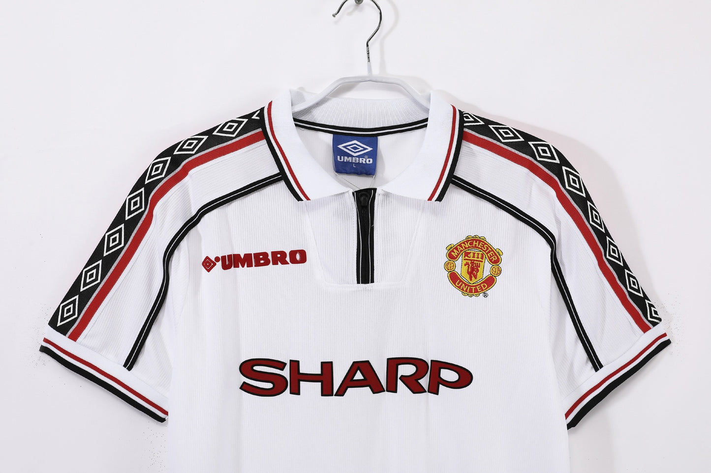 Maillot de football rétro blanc extérieur Manchester United 1998-1999