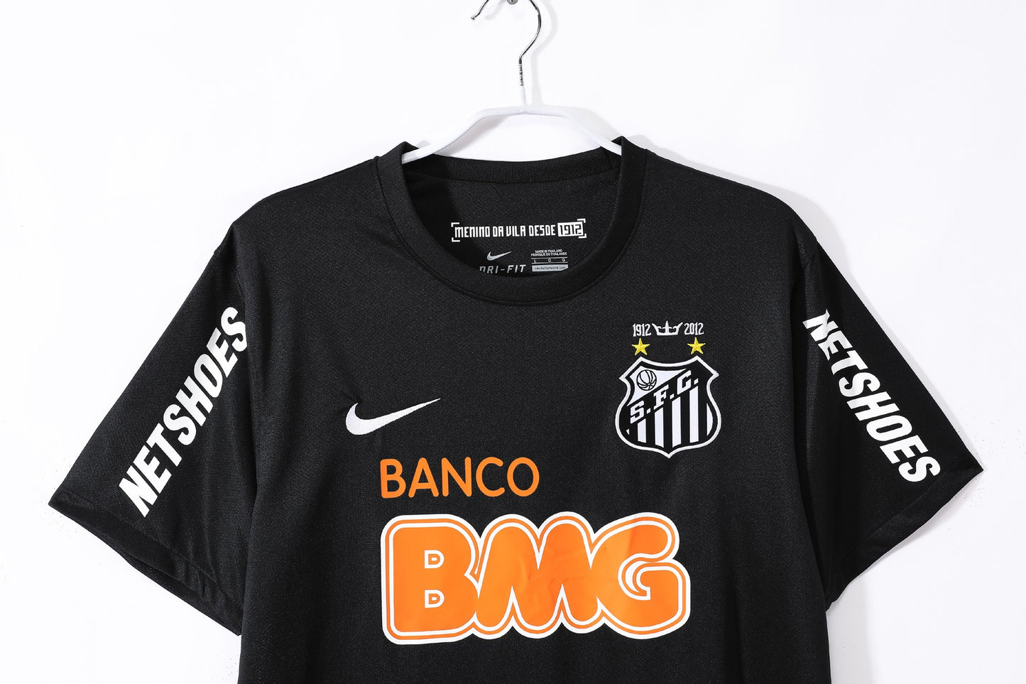 Camiseta de fútbol retro negra de visitante del Santos 2012-2013