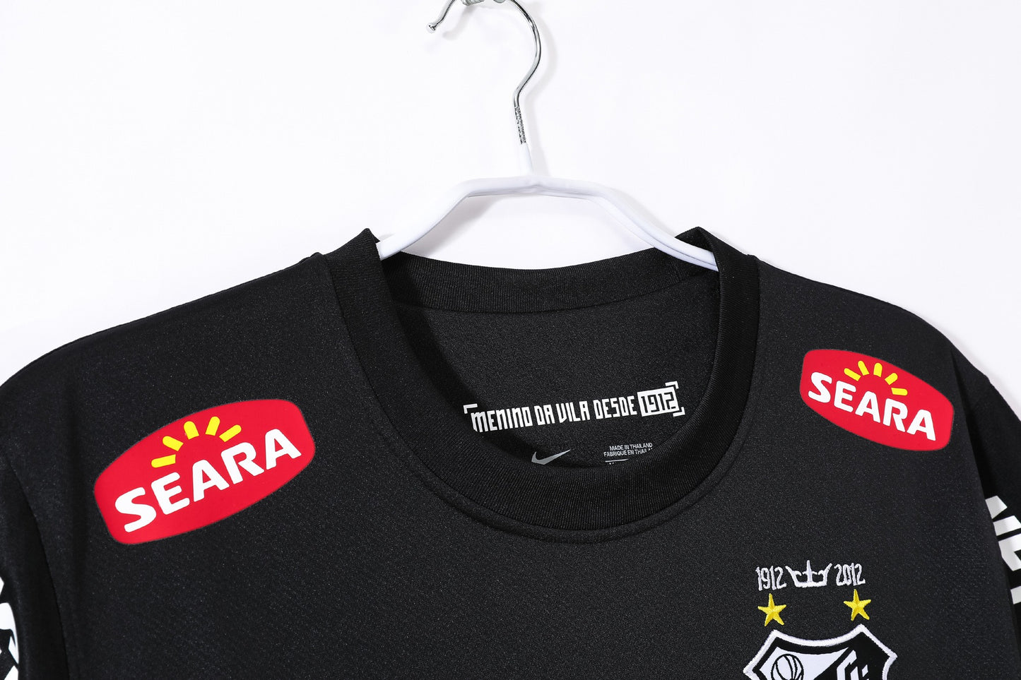 Camiseta de Fútbol Retro Santos 2012-2013 Visitante Negra con Charreteras